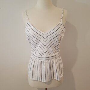 3/$21 NWOT Monteau Peplum White & Navy Stripe Linen Tank